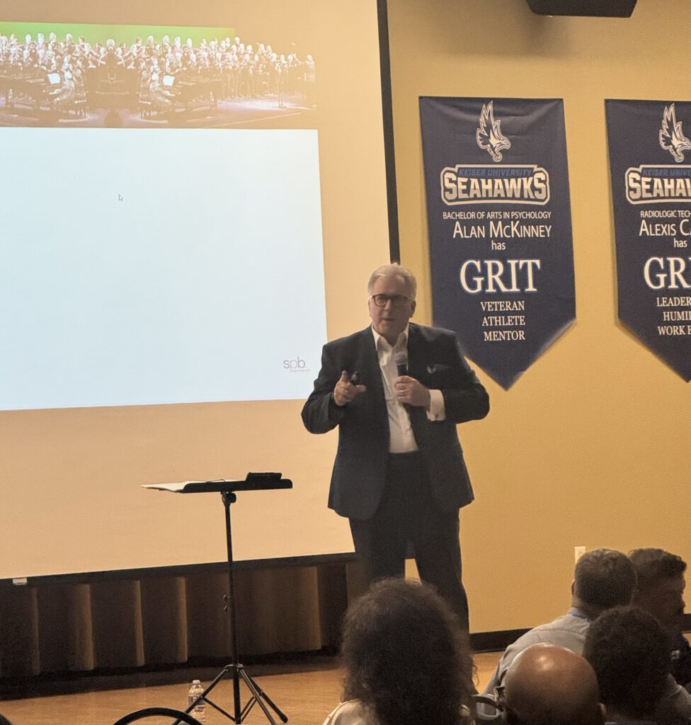 Stephen P. Brown speaking at PMI Tampa Bay, January 2026, delivering his keynote From Podium to Project Plan: Leading with Clarity Under Pressure